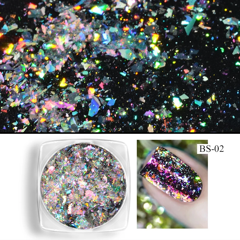 New 0.2g/Box Aurora Chameleon Nail Glitter Holographic Powder Dazzling Nail Art Flakes Sequins For DIY Nail Glitters Decorations