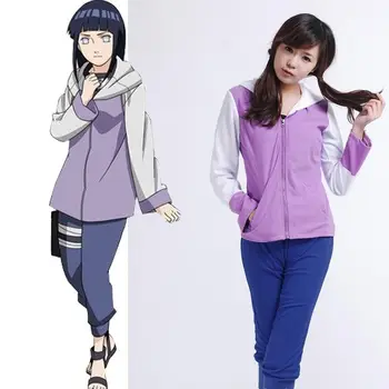 

Anime Naruto Shippuuden Hinata Hyuga 2nd Generation Full Combo Set Cosplay Costume for girl Sportswear two pieces (Jacket+Pants)