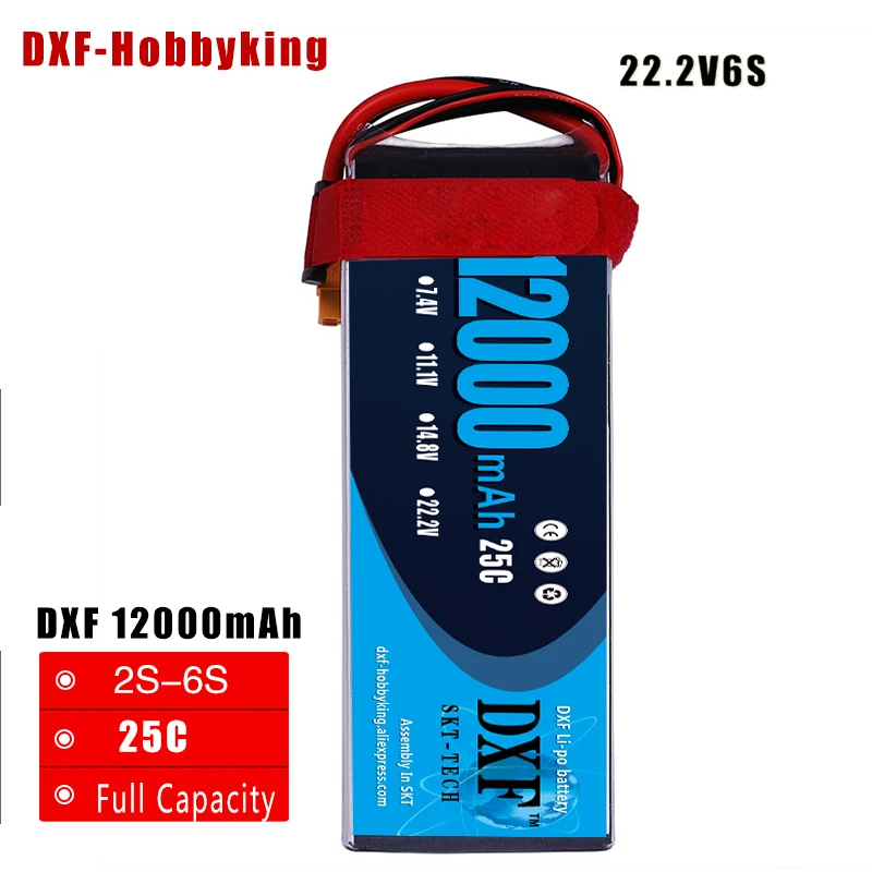 

DXF Good Quality Lipo Battery 22.2V 6S 12000MAH 25C-50C RC AKKU Bateria for Airplane Helicopter Boat FPV Drone UAV