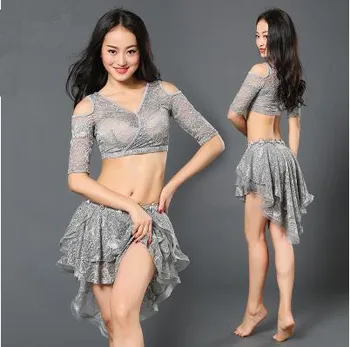 

Bellydance Costume Woman Square Latin Belly Dance Suits Top&skirt With Safety Pants Performance Wear Zm048