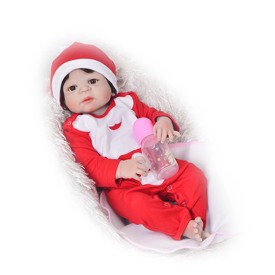 

55cm Full Silicone Reborn Baby Dolls Smooth skin Alive Reborn Lifelike Sleeping Girl Babies Toys children Festival Xmas gift