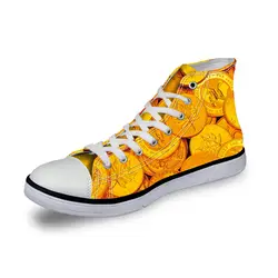 Noisydesigns кроссовки для мальчиков мужские повседневные винтажные Вулканизированная обувь с высоким берцем золотые монеты денежных Объёмный