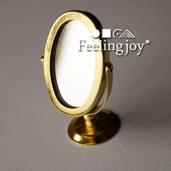 

G06-X749 children baby gift Toy 1:12 Dollhouse mini Furniture Miniature rement girl Golden Mirror 1pcs