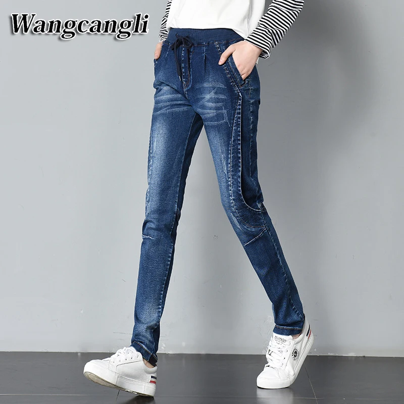 2019 New Spring Summer high waist Jeans Woman Plus Size