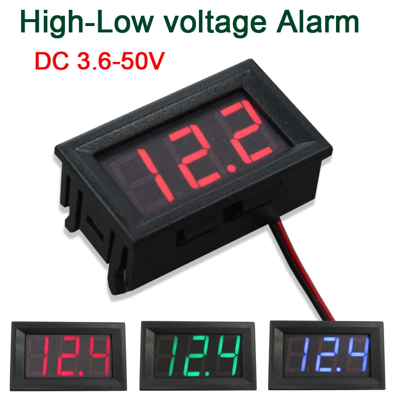 DC 3.6 50V Digital Voltmeter High Low voltage Alarm blue led monitor