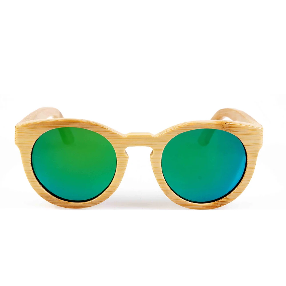 BerWer деревянные солнцезащитные очки wo для мужчин круглая оправа, бамбуковые, солнцезащитные очки винтажная деревянная оправа ручной работы солнцезащитные очки для мужчин очки Oculos - Цвет линз: green lens