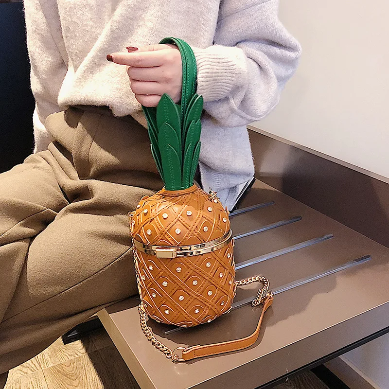 جديد تصميم عالية الجودة الأناناس سلسلة حقيبة الكورية أزياء النساء برشام حقيبة كتف المرأة Pesonality Crossbody حقيبة