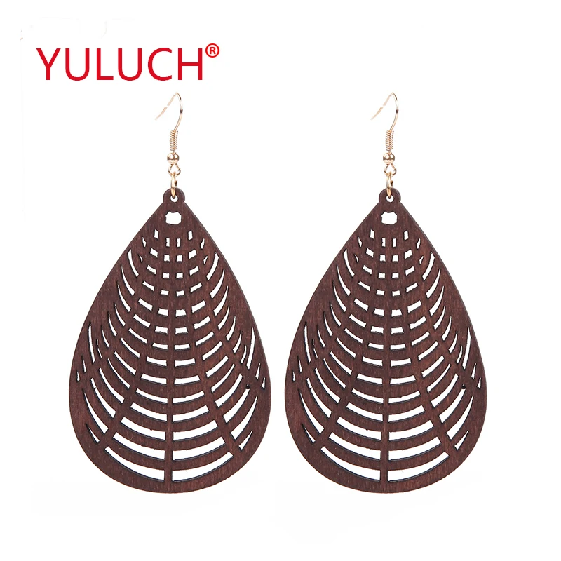 

YULUCH ethnic style design wooden drop hollow hollow dice earrings for African women popular earrings jewelry fashion gifts