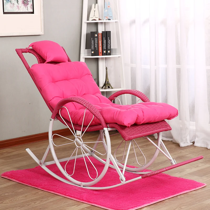 

15%,Rocking Chair Recliner Balcony Recliner Chair Adult Folding Lunch Break Siesta Leisure Elderly Chair with cushion+carpet