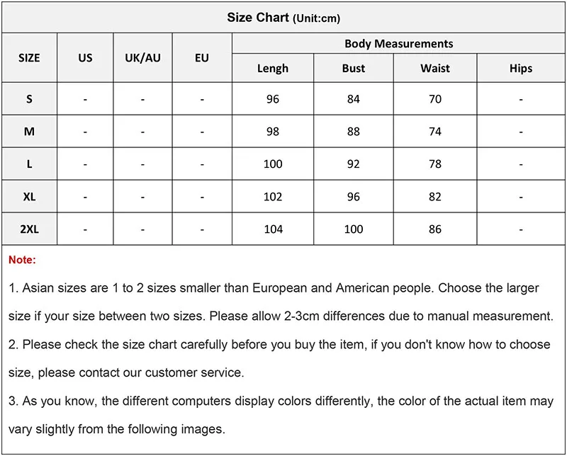 连衣裙尺码表(1)