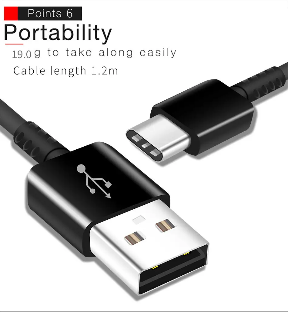 7S9 S9 Plus Samsung Note8 C5 C7 C9 Pro Type C Cable 1.2M 2A Type-C Usb-Cabel for Cable Fast Charging in Mobile Phone Cables_