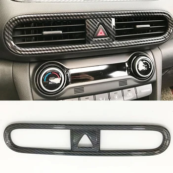 

For Hyundai Kona Encino 2018 2019 ABS Matte and Carbon fibre Car middle air outlet Decoration Cover Trim Car Styling Accessories