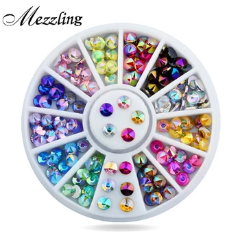 

New 96pcs/set 4mm Colorful Sharp Crystal AB 3d Nail Rhinestone Wheel Shiny Glitter Nail Art Tips Decoration Tools