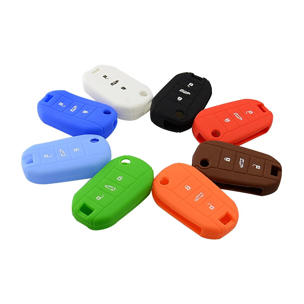 silicone 3 button car key shell for Peugeot 3