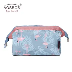 Aosbos Для женщин Холст косметический Сумки Цветочный принт путешествия чехол для хранения профессиональных Макияж сумка первой
