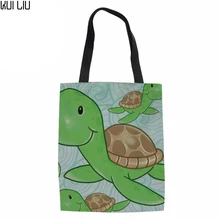 Женские шлепанцы для пляжа, сумка на плечо, большая емкость, морская черепаха холщовая хозяйственная сумка-тоут складной Для женщин сумка Eco для женщин пляж путешествия посылка