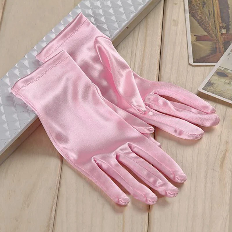 Женские Вечерние перчатки для выпускного вечера, эластичные атласные перчатки на запястье для женщин, Вечерние перчатки для этикета