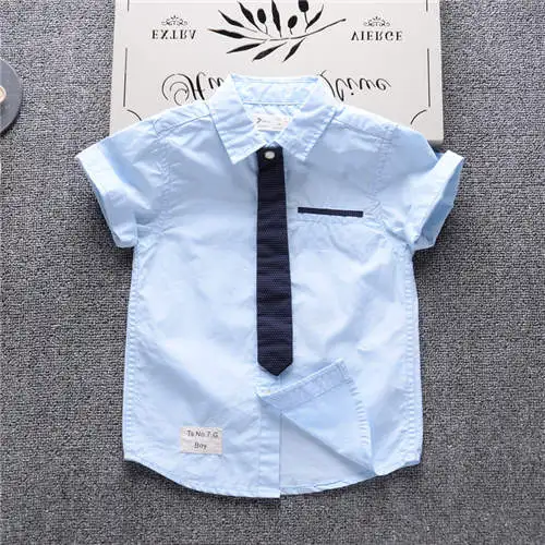 2017 summer fashion short sleeved boy blouse breathable 100 cotton children s shirt 2 to 7