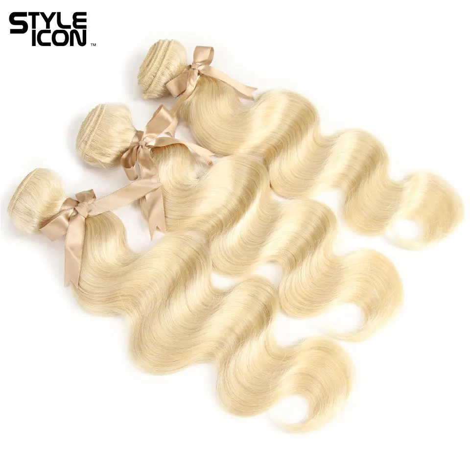 Styleicon Hair Blond 613 Body Wave Human Hair Weaving Brazilian 3 Bundles a Lot 10inch to 26inch Blond Hair Weft for Sewing