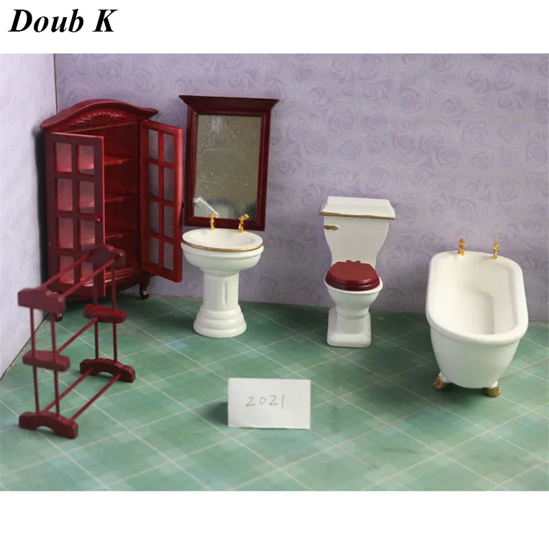Doub K 112 miniature dollhouse furniture toy bathroom Ceramic wooden