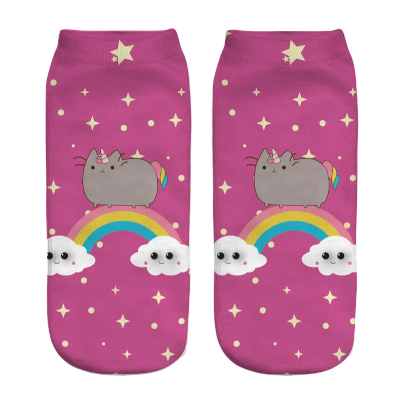 Новинка года; забавные женские хлопковые носки с 3D принтом кота; корейские носки в стиле Харадзюку