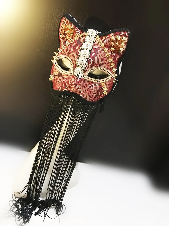 Гот Женщина-кошка Хэллоуин вечерние маска Для женщин животное вечерние маскарад для ночных клубов маски костюмы ручной работы