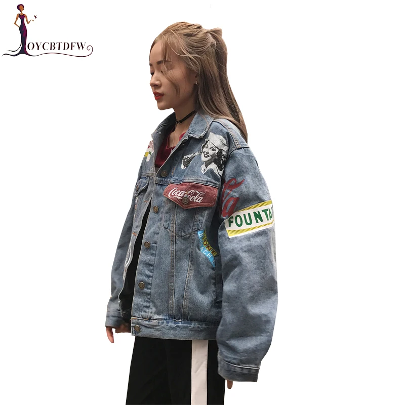 

Autumn Women Cowboy Jacket 2018 BF style Fashion Short Denim Coat Female Loose Vintage Single breasted Spring Denim Jacket DD903