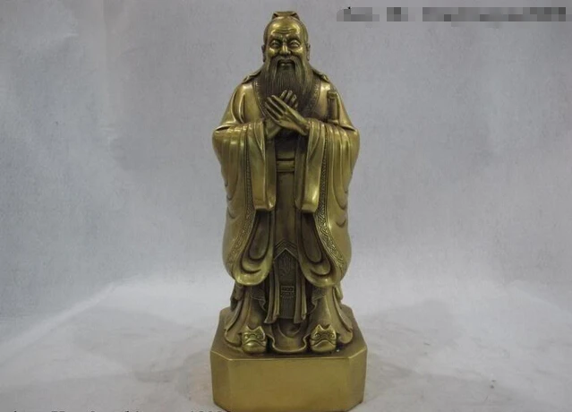 

song voge gem S0476 China Famous History Brass Copper Confucian Confucius Kong Zi Buddha Art Statue
