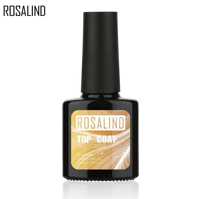 Гель лак для ногтей ROSALIND 10 мл блестящий отмачиваемый без протирания верхнее