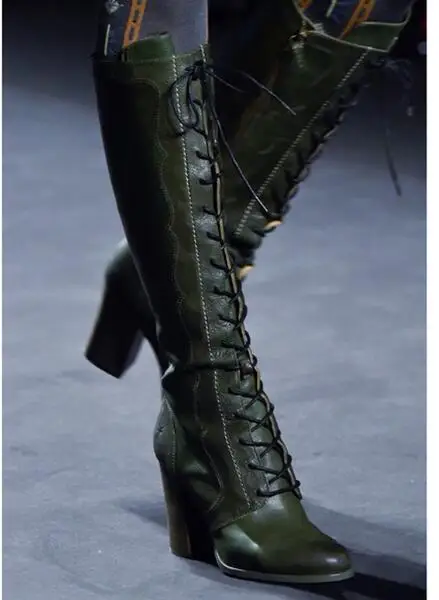 dark green knee high boots