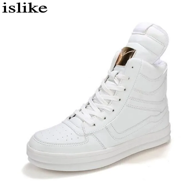 

2017 Spring Fashion Men Casual Shoes Hip Hop Leather High-top Outdoor Shoes White Black Zapatos Hombe SIZE: 39-45