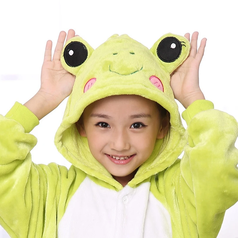 Кигуруми зеленая лягушка пижамы животных вечерние фланелевый костюм для косплея комбинезоны игры мультфильм животных пижамы