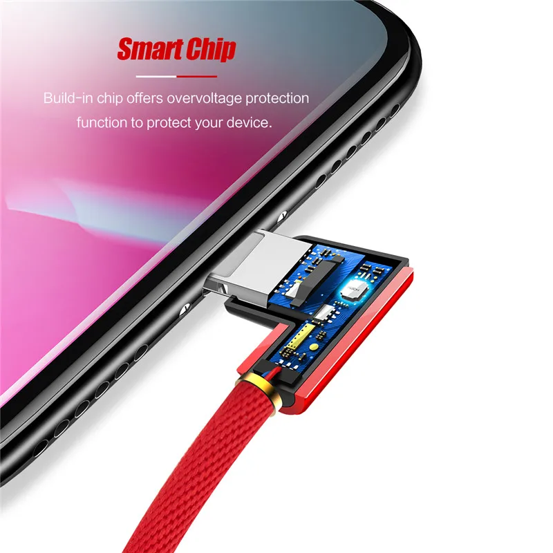 ROCK L-Form USB Handy Kabel Für iPhone X 8 7 6 6s Plus se 5 iPad air Mini Schnelle Lade Ladegerät D