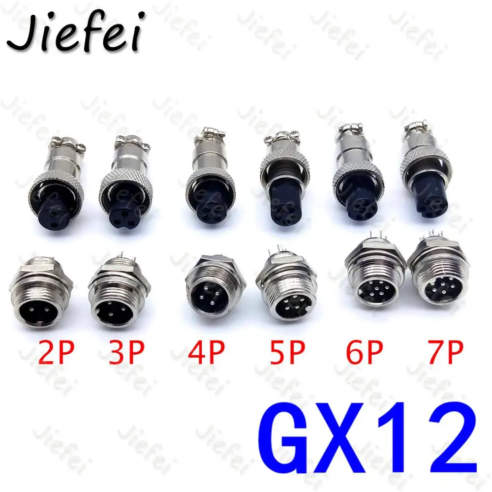 

20Set GX12 2 3 4 5 6 7 Pin 12mm Aviation Plug Male + Female Socket Connector Screw Thread Mayitr Electrical Supplies 300V 5A