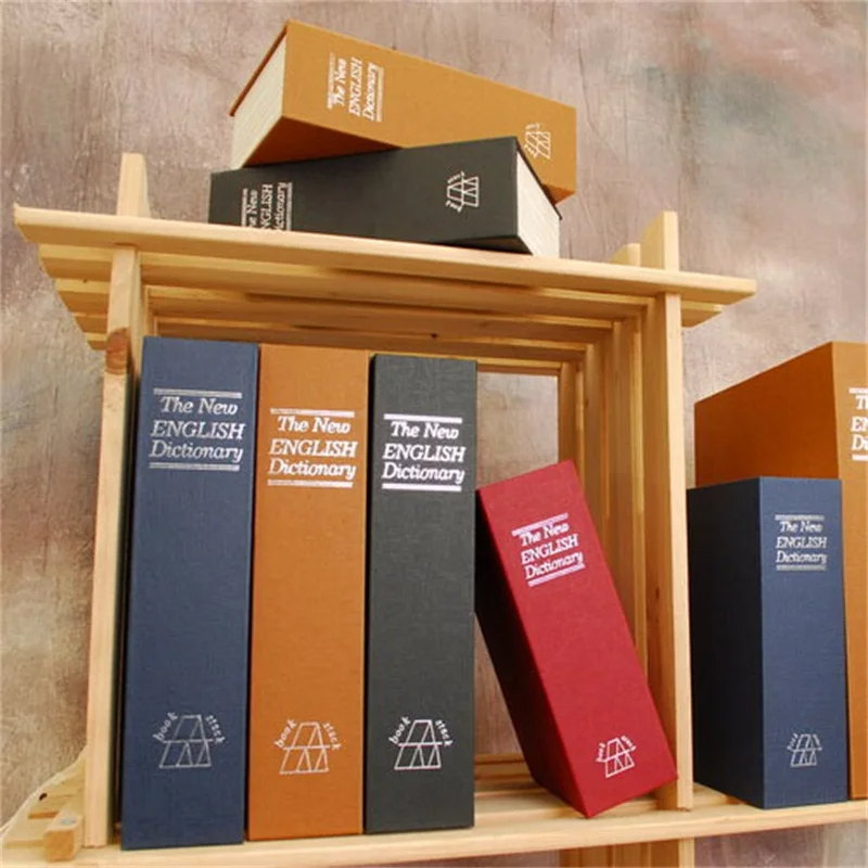 Size L 4/Color Hidden Box Lock Key English Dictionary Strong Steel Home Office Caravan Money Jewelry Phone Storage Safe Box