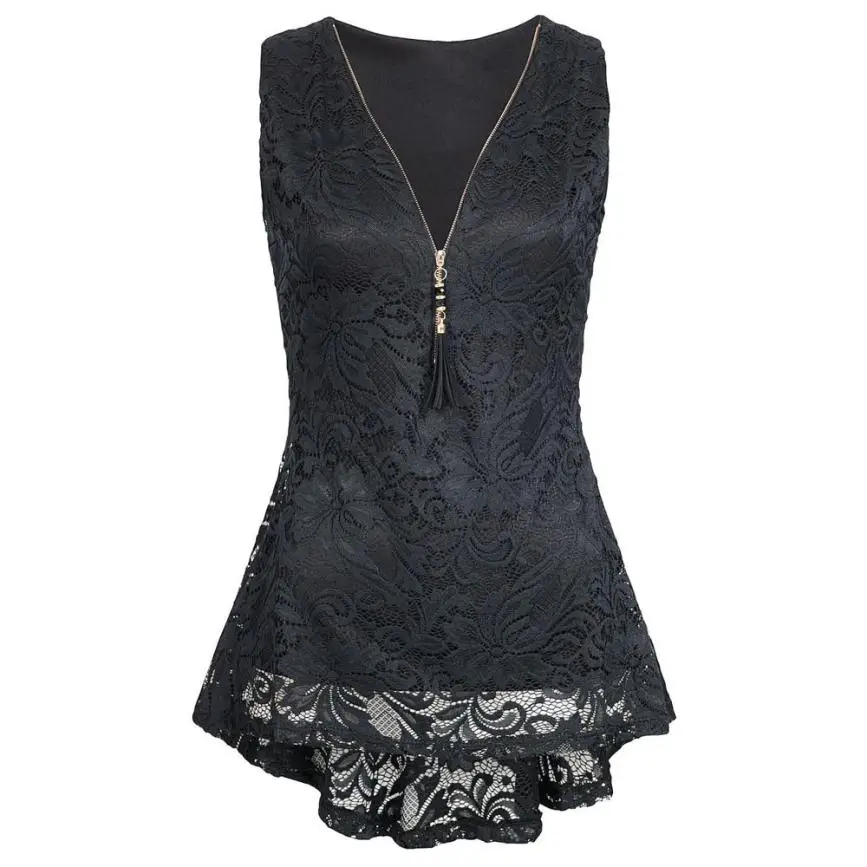 

Summer 2018 Lace Top Sleeveless Tank Women Ladies Clothing V Neck Women Vest Camisas Mujer #