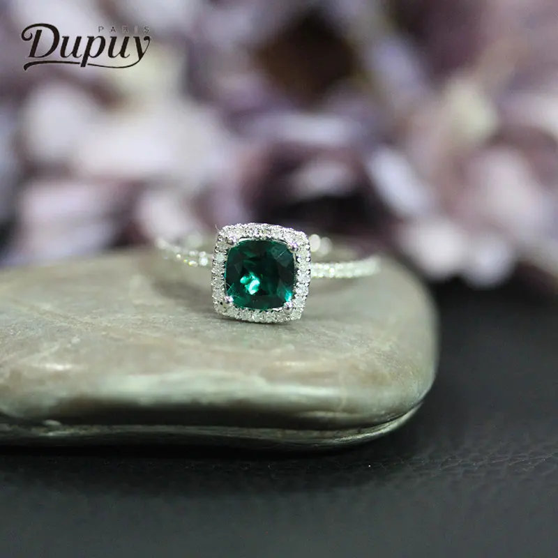Модное кольцо DUPUY 6 мм 0.8ct изумрудная обручальное из розового золота 14 к с круглой