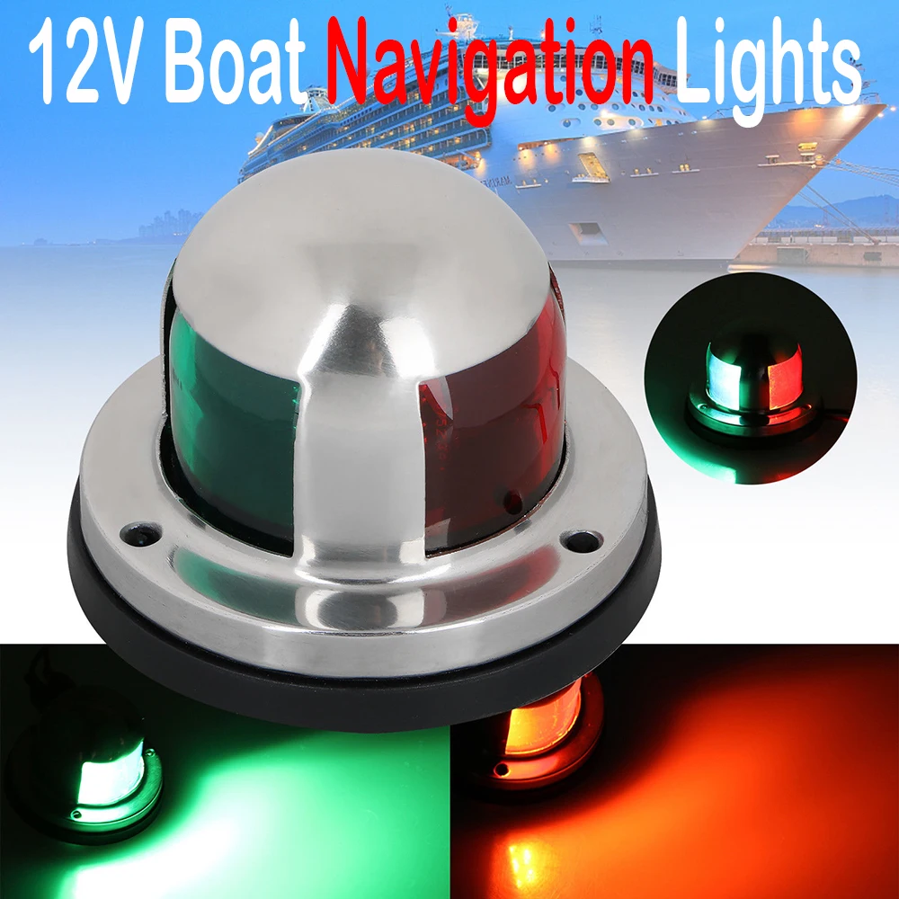 

1 pcs Stainless Steel 12V LED Bow Navigation Light Red Green Sailing Signal Light for Marine Boat parts Yacht Warning Light