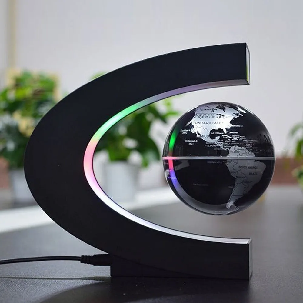 UK/US/EU штекер C образный светодиодный теллурионный Магнитный левитационный глобус Карта мира плавающий антигравитационный глобус с светодиодный светильник домашний декор