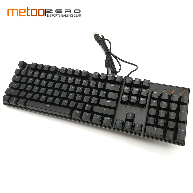 

Metoo USB Real Mechanical Keyboard gaming Wired 104 keys Blue Switch Gaming LED Backlit Single Color for Desktop Computer