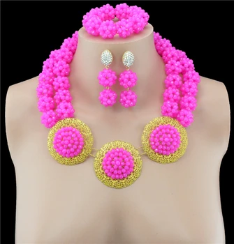 

Nigerian Wedding African Beads Jewelry Sets Collar Necklace Earrings Set For Women Crystal Fashion Party Accessories