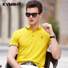 Мужские рубашки поло новые летние рубашки поло с коротким рукавом мужские хлопковые дышащие рубашки высшего качества Желтые мужские рубашки поло мужская одежда