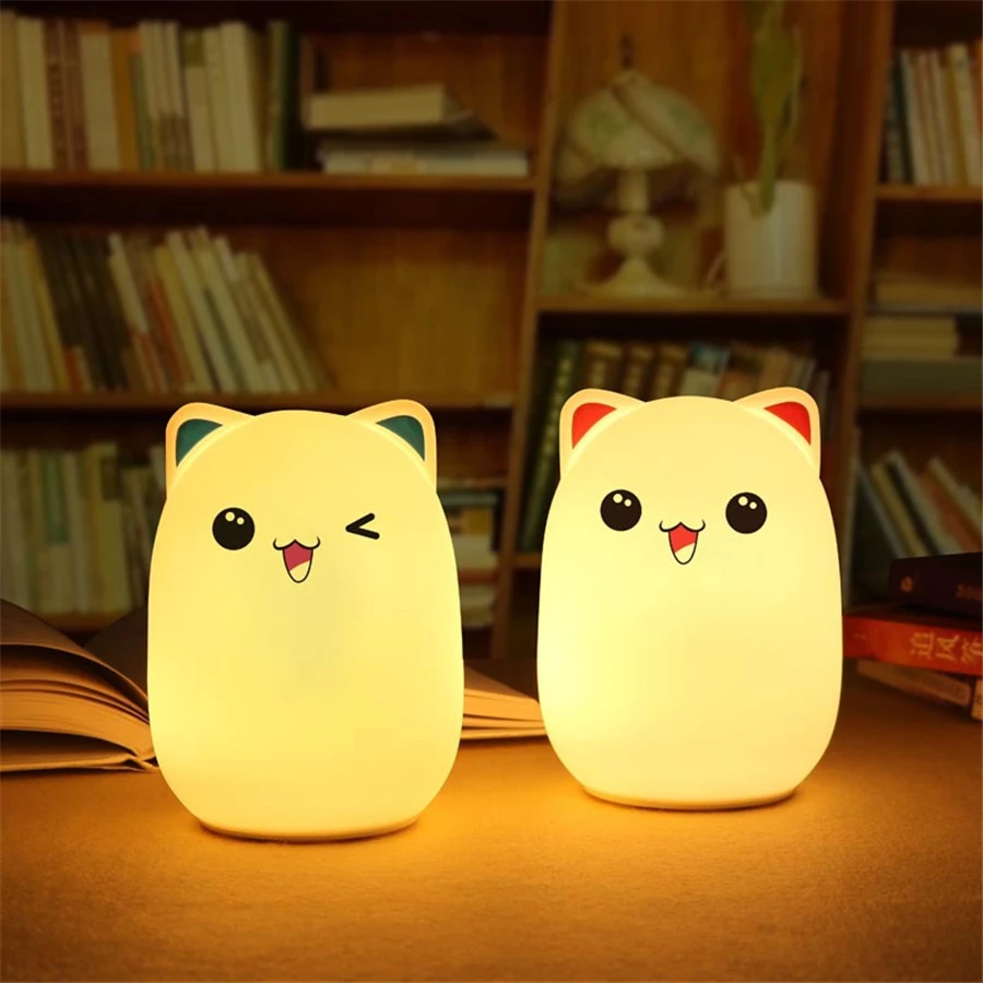 Cute Silicone Bear Night Light Bedside Lamp Luminaria Children Toys Bed