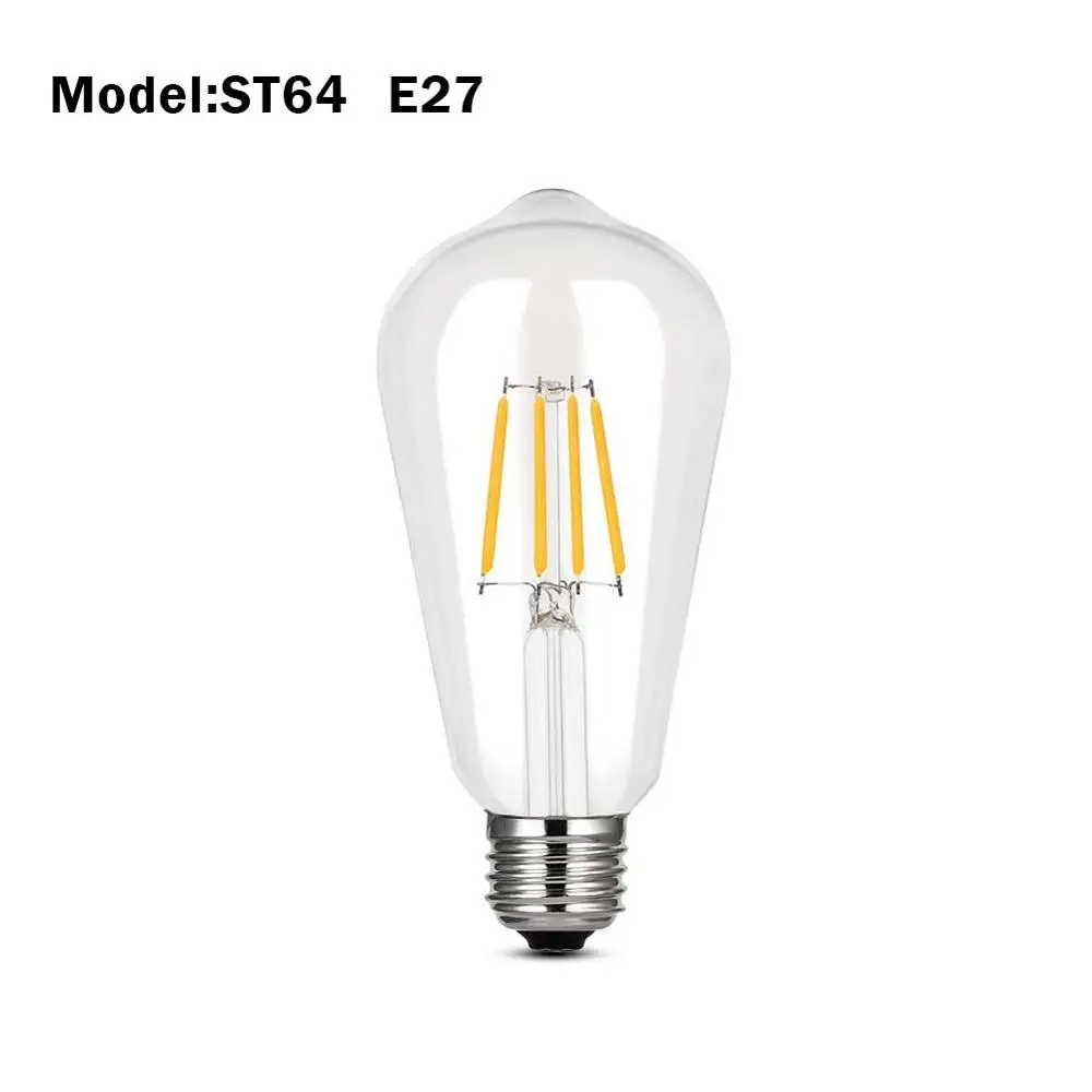Ретро лампа Эдисона светодиодный лампочка накаливания E27 E14 220 V старинная свеча лампочка люстра Замена 20 Вт 40 Вт 60 Вт 80 Вт лампа накаливания - Цвет: ST64 E27