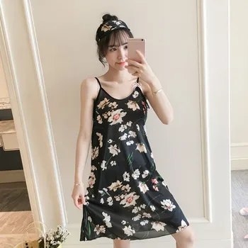 

Sexy Loose Comfort Mini Nightgowns Classic Floral Print Nightdress Lingerie DressSummer Ladies Sleeveless Sleepwear