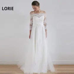 Элегантные свадебные платья трапециевидной формы с кружевной аппликацией, модель 2019 года, платье невесты с длинными рукавами, недорогое