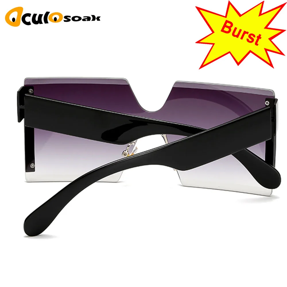 2019 Oversized Square Rimless Sunglasses Women Brand Designer Flat top Big Sun Glasses Female One Piece Travel Gafa de sol 2019 Oversized Square Rimless Sunglasses Women Brand Designer Flat top Big Sun Glasses Female One Piece Travel Gafa de sol