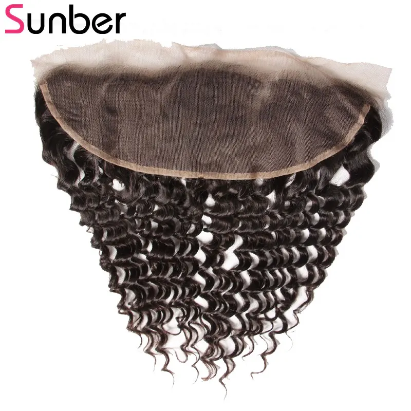 Sunber Hair Brazilian Deep Wave 10-20 Inch Free Part 13x4 Lace Frontal Remy Human Hair Extension Free Shipping