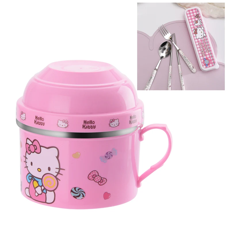 

Portable Cartoon Japanese Stainless Steel Lunch Box Snack Cup Fast food Cup Food Storage Container With Cartoon Dinnerware Set