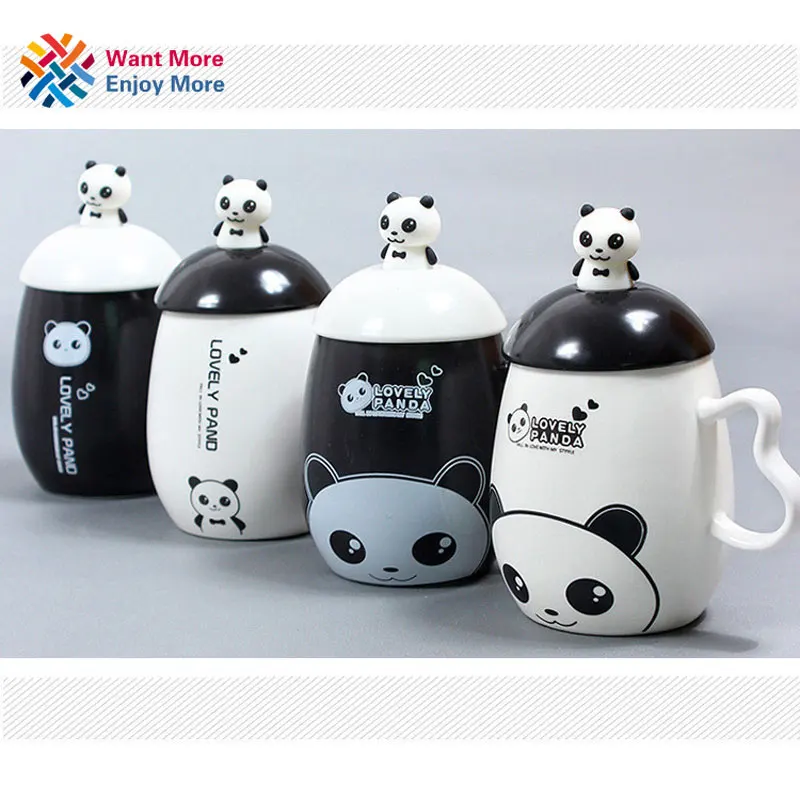 

Panda ceramic mug Nice animal ceramic cup with Panda spoon and pen leave a message Most Popular Birthday Gift Coffee Milk Mugs